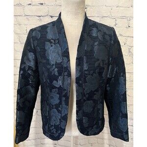 Appleseed’s Old Money Burnout Rose Teal Open Jacket Womens Blazer 8P